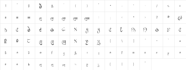 Louis Regular  glyph index