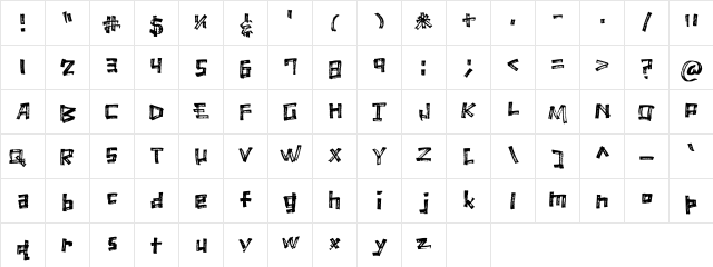 Marker Scratch Regular  glyph index