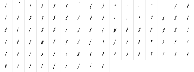 Movie Poster Condensed BoldItalic  glyph index