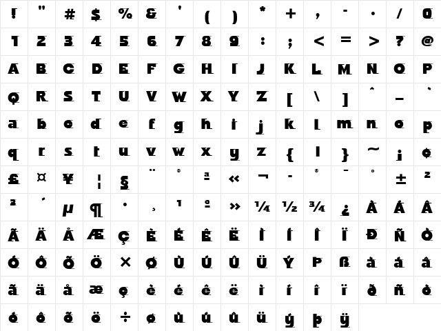 Odyssee ITC Ultra  glyph index