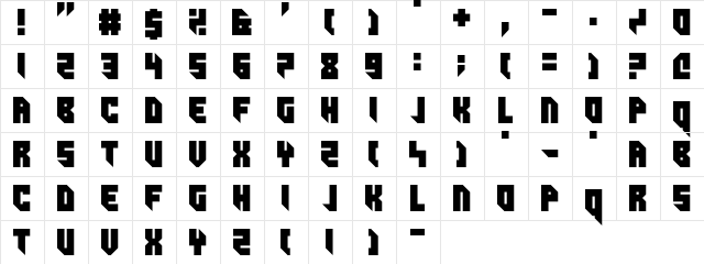 Indocorno Regular  glyph index