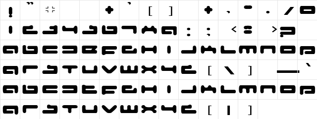 Senior Service Normal  glyph index