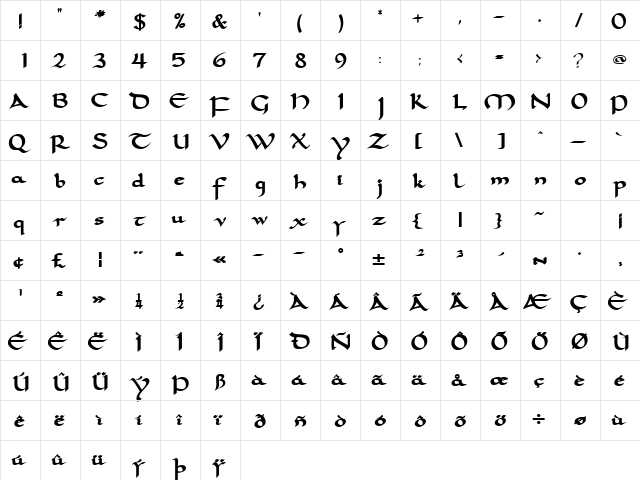 SamovarSSK Bold  glyph index