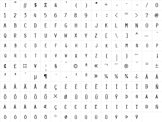 ScribeSCapsSSK Regular  glyph index