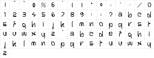 Hairpins Regular  glyph index