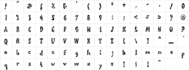 PC Crackled Regular  glyph index