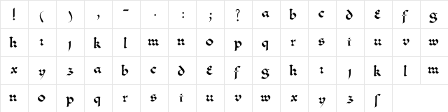Greenowi Regular  glyph index