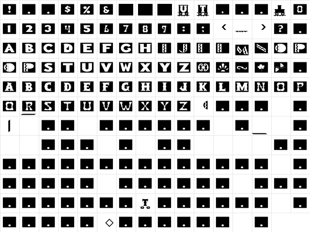 Rstoyblock Wd Regular  glyph index