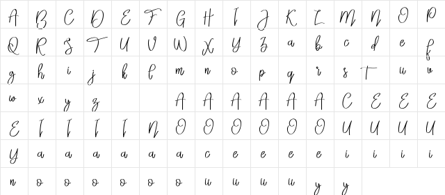 Badass Holliday Demo Regular  glyph index