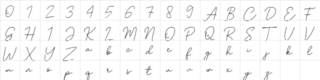 Andalusia Regular  glyph index
