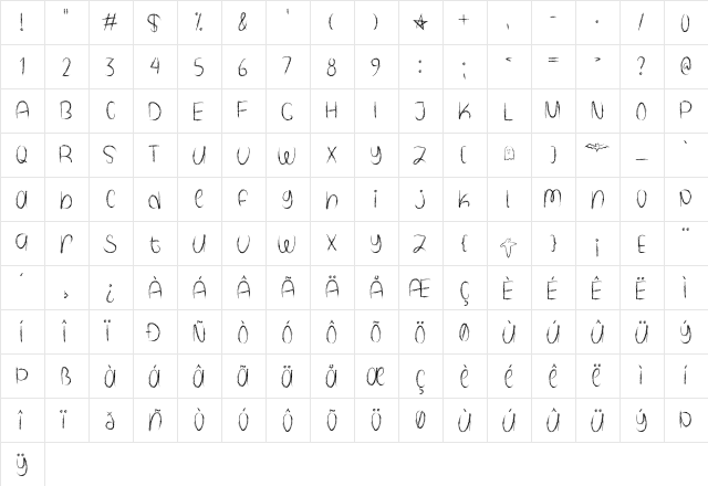 Spooky Halloween Regular  glyph index