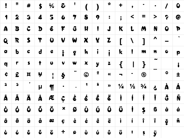 00890 Regular  glyph index