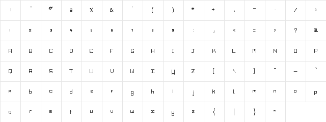 mega-pixel Regular  glyph index