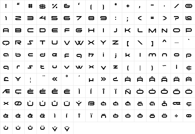 moonhouse Regular  glyph index