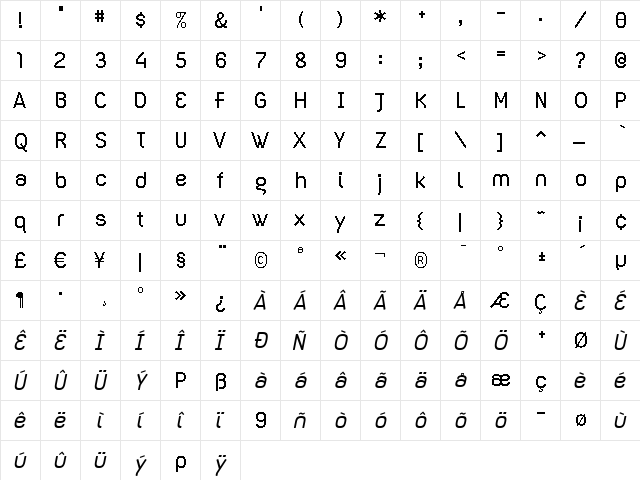 Dispose Regular Oblique  glyph index