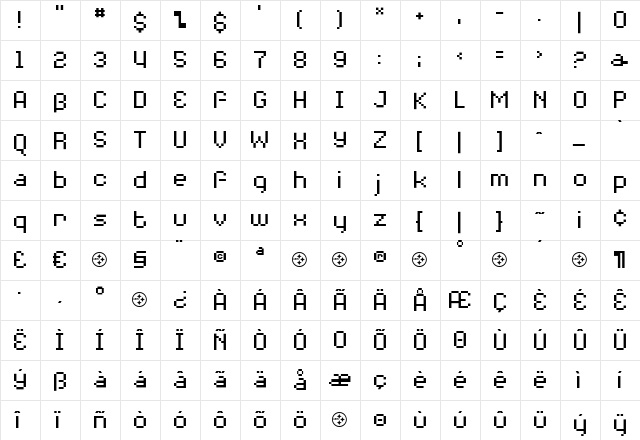 Firelight Medium  glyph index