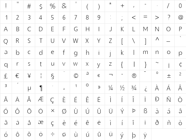 Slippy Light  glyph index