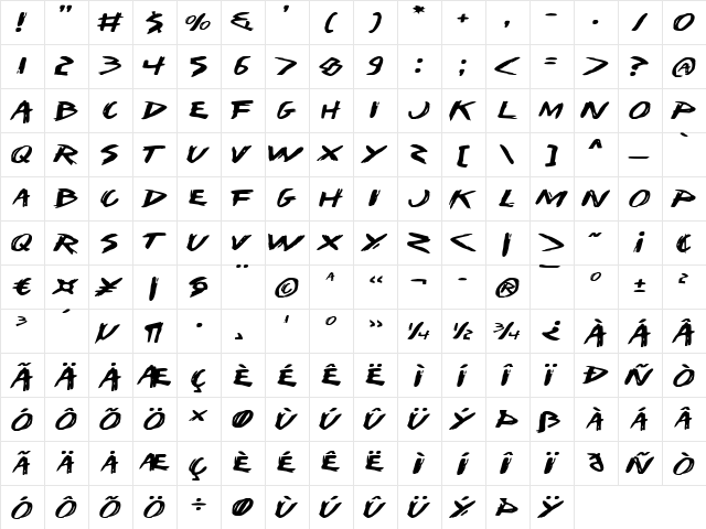 I Want My TTR! Expanded Expanded  glyph index