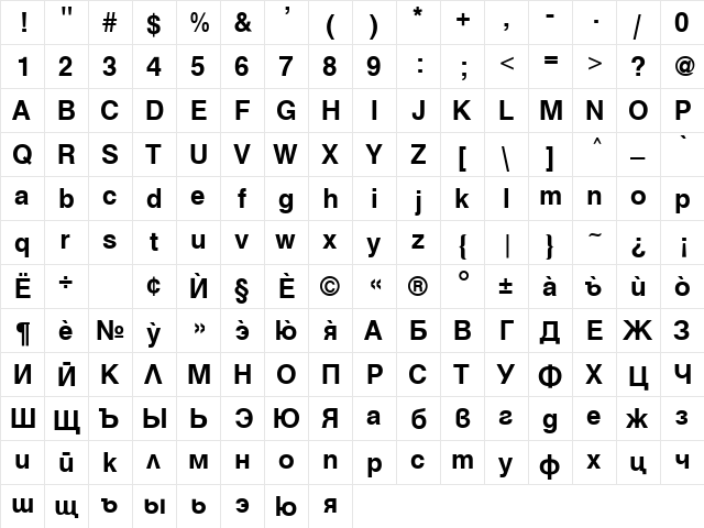 Helen Bold  glyph index