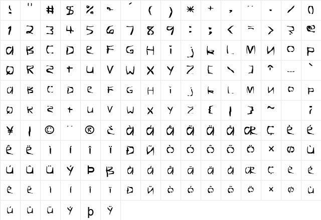 FZ WARPED 26 Normal  glyph index