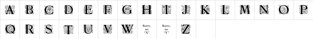 Antonio Regular  glyph index