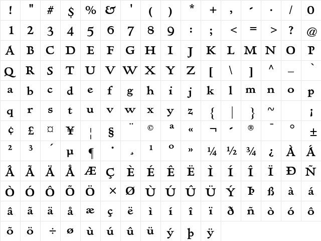 AT Hadriano Std Bold  glyph index