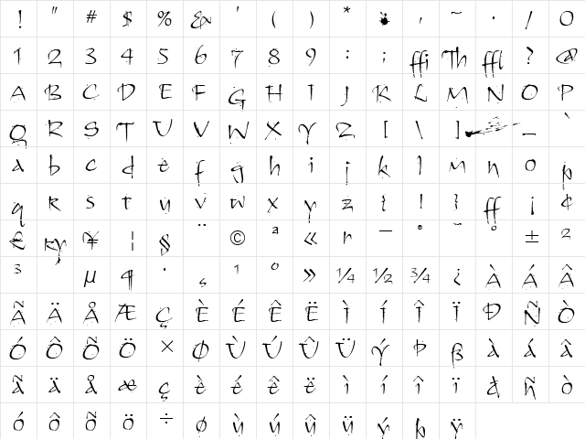 KendoITC TT Regular  glyph index