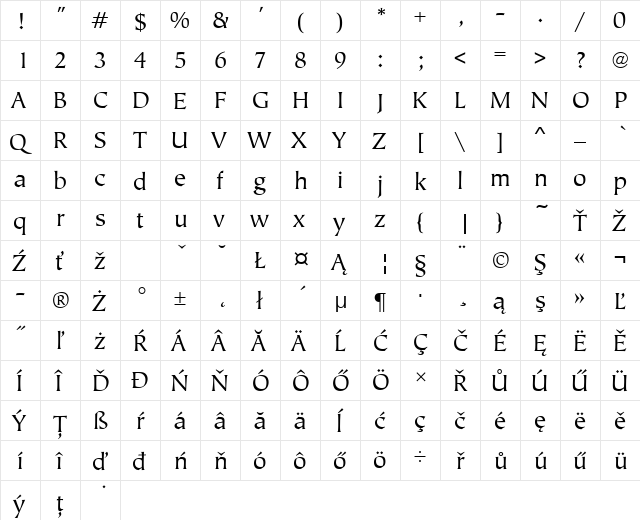 TiepoloItcTEEBoo Regular  glyph index