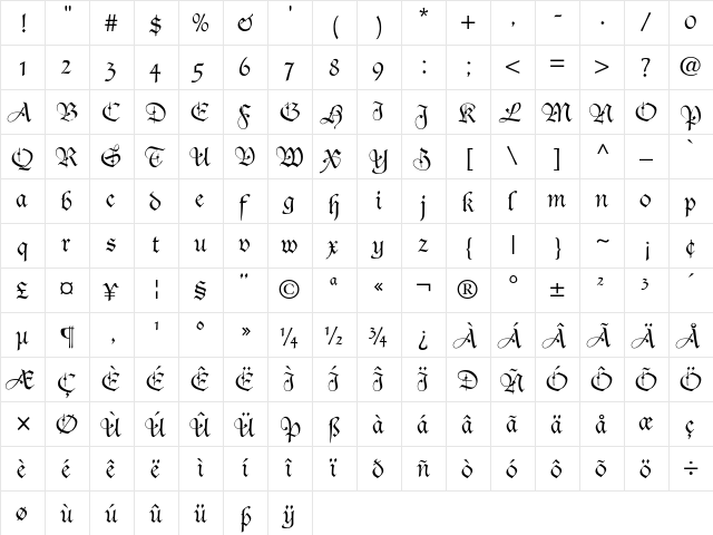 DucDeBerry   glyph index