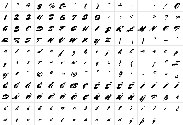 Mr Sheppards Regular  glyph index