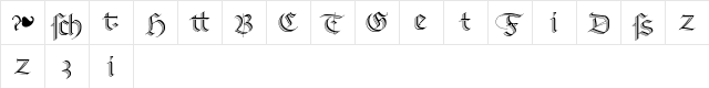 RichmondZierschrift LT Regular  glyph index