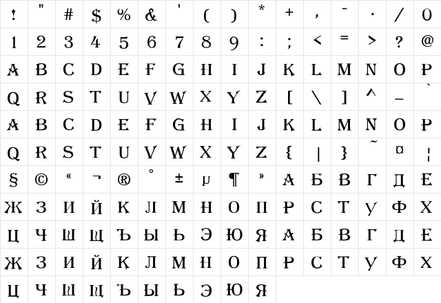 a_AlgeriusRough Regular  glyph index