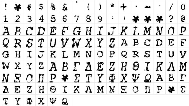 HEATWAVE Regular  glyph index