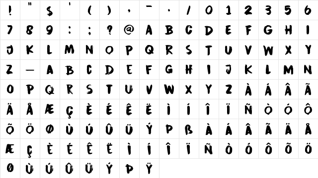 DK Cinnabar Brush Regular  glyph index