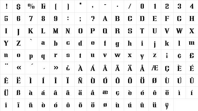 KapitelliaEF-Bold Regular  glyph index