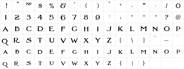LHF Modern 1908 Classic | ATK Regular  glyph index