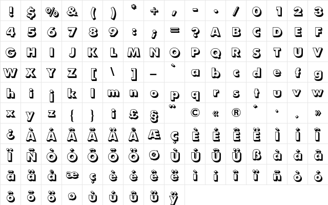 Futura BQ Regular  glyph index