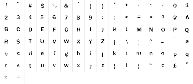 Electrickle Regular  glyph index