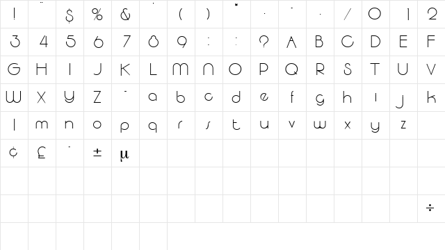 SpatsSSK Regular  glyph index