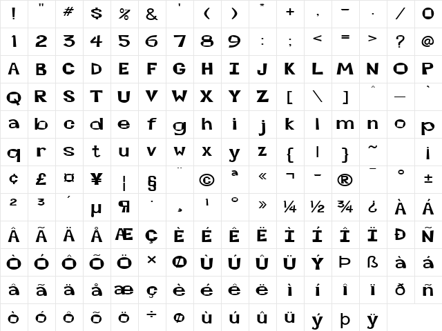Magoo-Extended Normal  glyph index