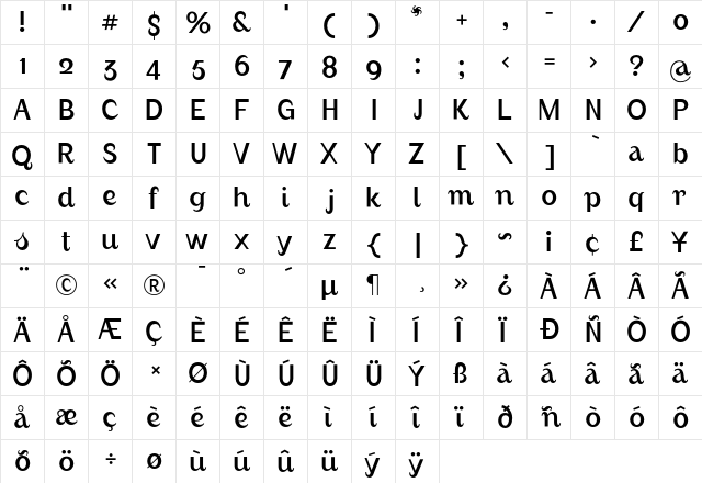 August LightAlternate  glyph index