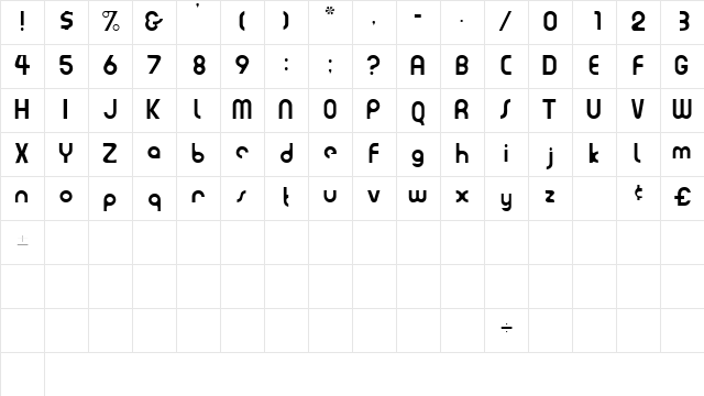 EviaSSK Regular  glyph index
