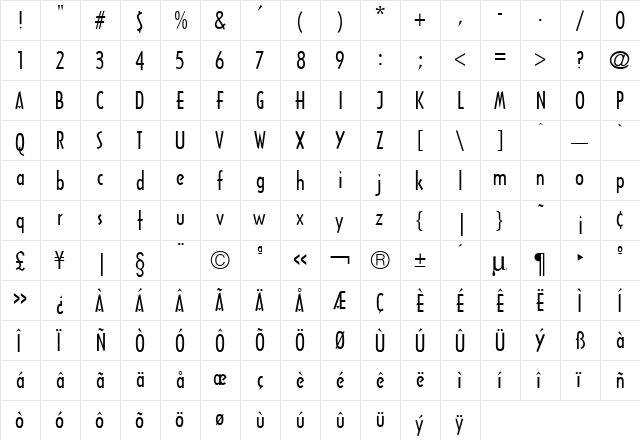 Architecture Regular  glyph index