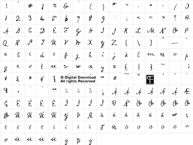PoeNevermore Regular  glyph index