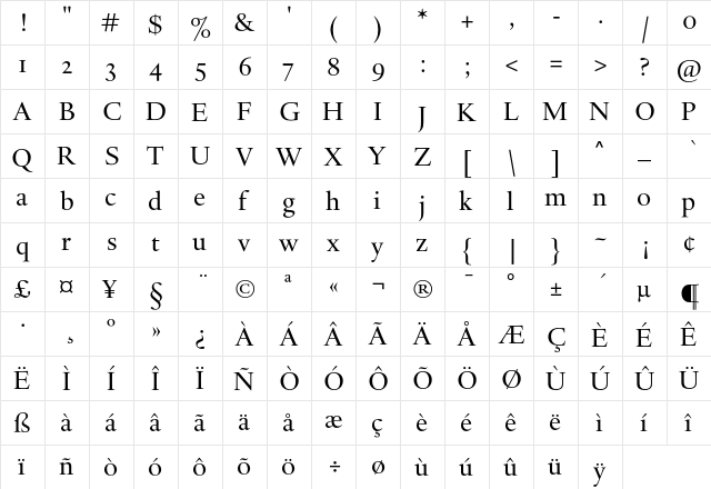 DTLHaarlemmerSD Regular  glyph index