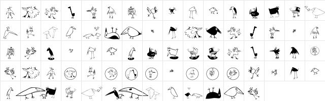 Birds Regular  glyph index
