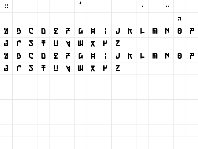Pokopen Regular  glyph index