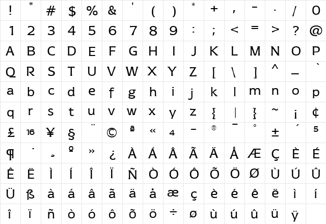 TFDierama Regular  glyph index