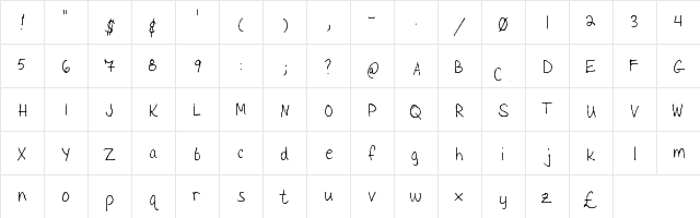 Wendiscript Regular Regular  glyph index