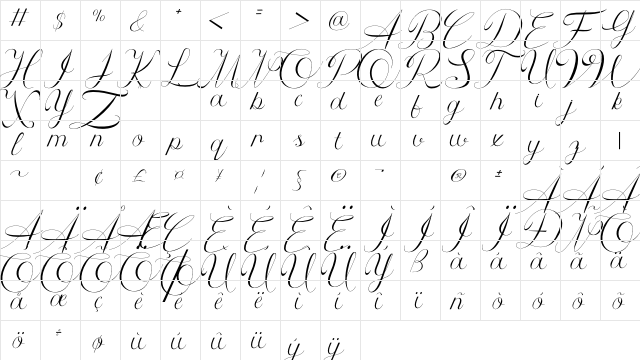 Athenia Regular  glyph index